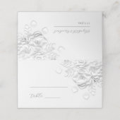 White 3D Flowers Wedding Place Card プレイスカード (外部開封)