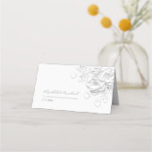 White 3D Flowers Wedding Place Card プレイスカード (裏面)