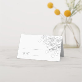 White 3D Flowers Wedding Place Card プレイスカード