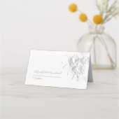 White 3D Flowers Wedding Place Card プレイスカード (裏面)