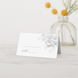White 3D Flowers Wedding Place Card プレイスカード