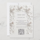 White 3D Roses Frame Wedding Simple 招待状 (裏面)