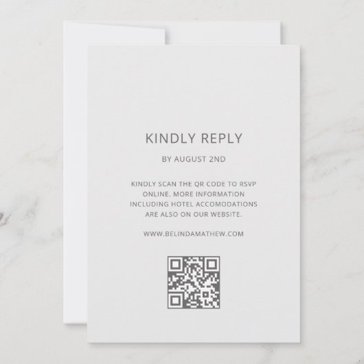 White 3D Roses Frame Wedding Simple 招待状 (裏面)