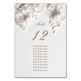 White 3D Roses Wedding Guest Names  テーブルナンバー