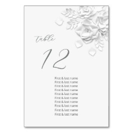White 3D Roses Wedding Guest Names  テーブルナンバー
