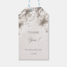 White 3D Roses Wedding Thank You ギフトタグ