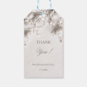 White 3D Roses Wedding Thank You ギフトタグ (裏面)