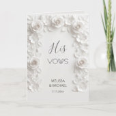 White 3D Roses Wedding Vow Card カード (正面)