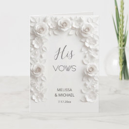 White 3D Roses Wedding Vow Card カード