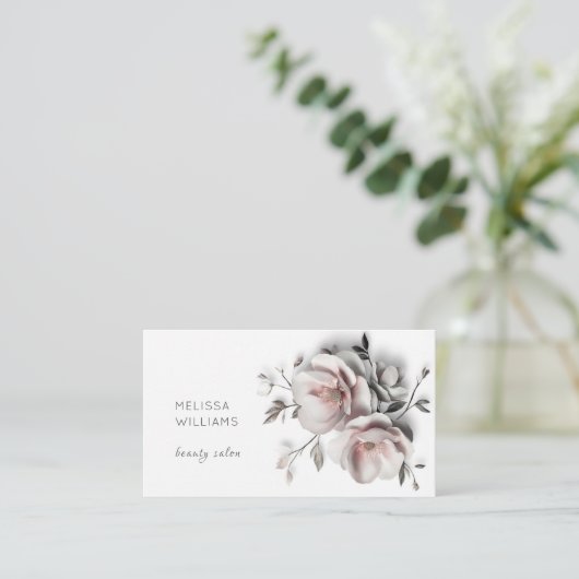 White 3D Simple Flowers 名刺 (スタンド正面)