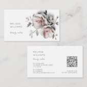 White 3D Simple Flowers 名刺 (正面/裏面)