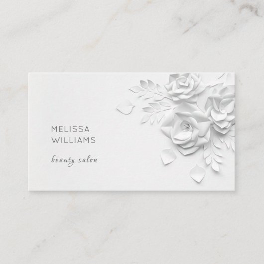 White 3D Simple Flowers 名刺 (正面)