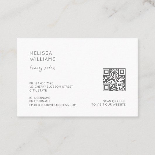 White 3D Simple Flowers 名刺 (裏面)