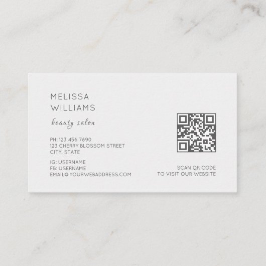 White 3D Simple Flowers 名刺 (裏面)