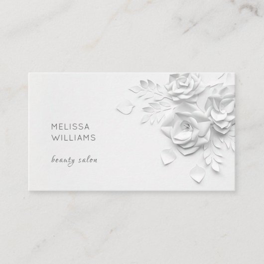 White 3D Simple Flowers 名刺 (正面)
