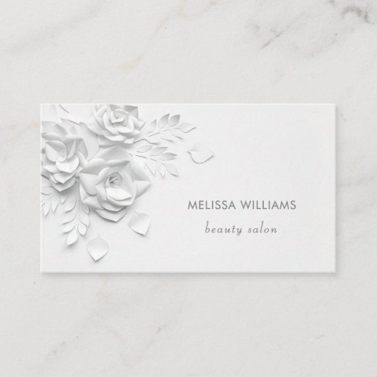 White 3D Simple Flowers Minimalist 名刺 (正面)
