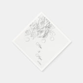 White 3D Simple Flowers Wedding スタンダードカクテルナプキン (角)