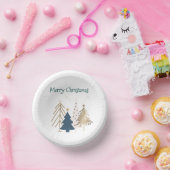 White 4 Green Pink Gold Christmas Trees Party  ペーパーボウル (パーティー)