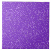 white abstract curved lines on a purple background タイル (正面)