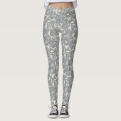 White Abstract On Grey Leggings レギンス (正面)