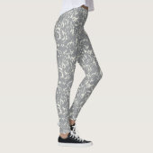 White Abstract On Grey Leggings レギンス (右)
