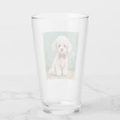 White adorable poodle with bow tie タンブラーグラス (裏面)