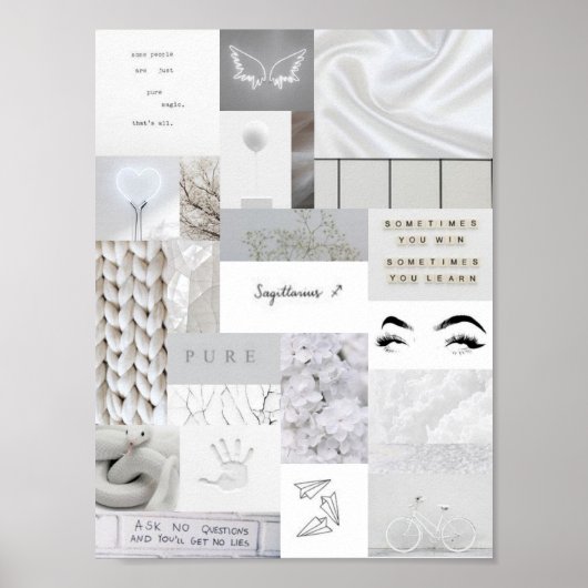 white aesthetic sagittarius zodiac sign poster ポスター (正面)