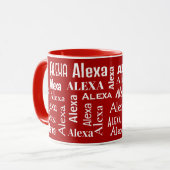 White ALEXA Name On Red マグカップ (正面左)