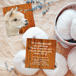 White Alpaca Thank You Discount Business Card スクエア名刺
