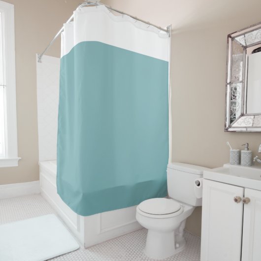 White and Aqua Two Tone Shower Curtain シャワーカーテン (インサイチュ)