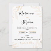 White and Beige Elegant Floral Wedding Invitation 招待状 (正面)