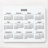 White and Black 2026 Calendar マウスパッド (正面)