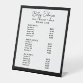 White and Black Beauty Salon Price List 台座サイン (正面)