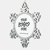 White and Black Business Logo Site スノーフレークピューターオーナメント (右)