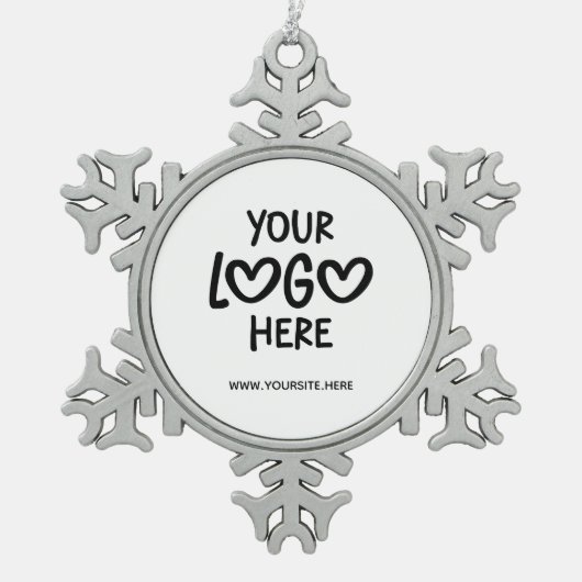 White and Black Business Logo Site スノーフレークピューターオーナメント (正面)