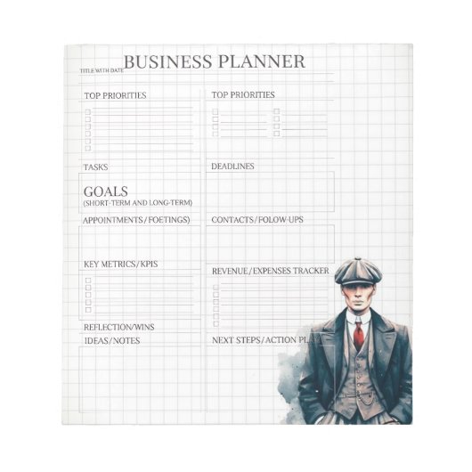 White and Black business planner  ノートパッド (正面)