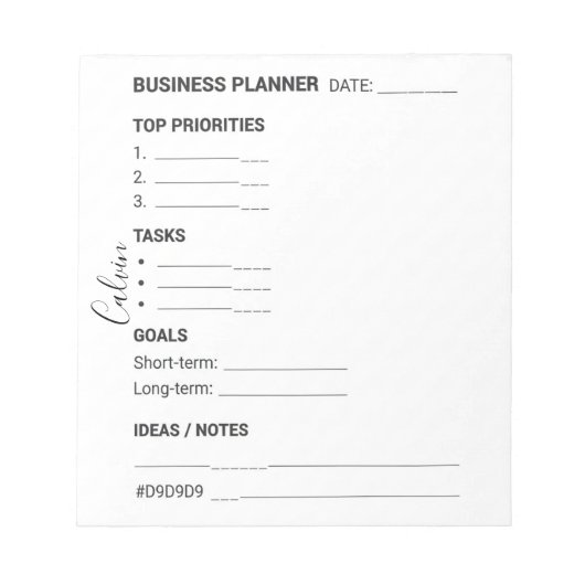 White and Black business planner Notepad ノートパッド (正面)