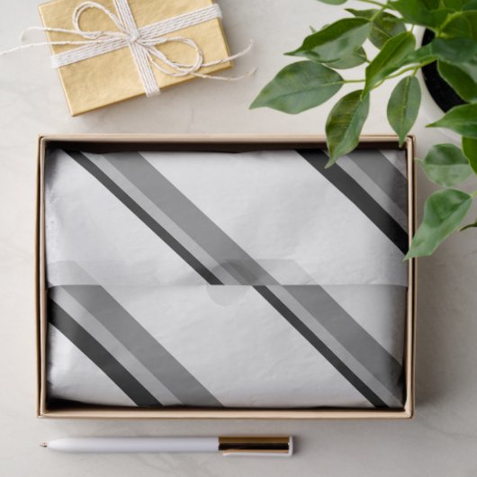White and Black Diagonal Stripe Tissue Wrap Paper 薄葉紙 (ギフト)