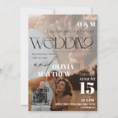 White and black Magazine Cover Wedding  Invitation 招待状 (正面)
