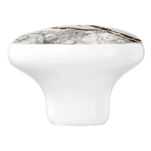 White and Black Marble Textures Abstract セラミックノブ (側面)