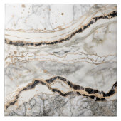 White and Black Marble Textures Abstract タイル (正面)
