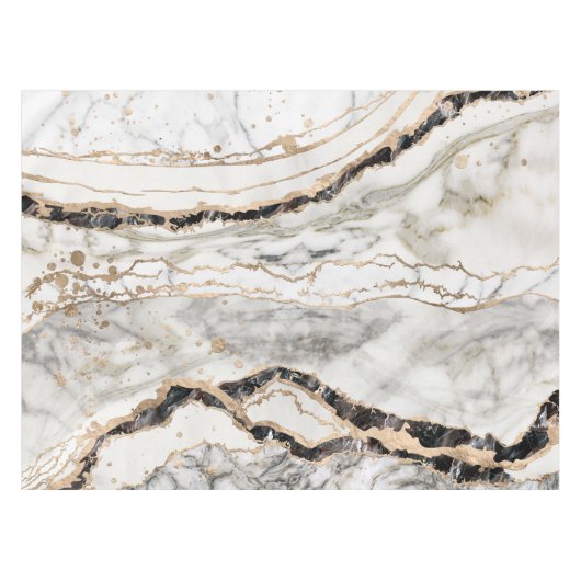 White and Black Marble Textures Abstract テーブルクロス (正面(横))