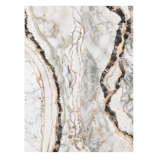 White and Black Marble Textures Abstract テーブルクロス (正面)