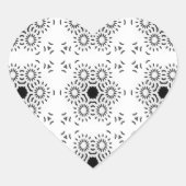 White and Black Mediterranean Tile Heart Stickers ハートシール (正面)