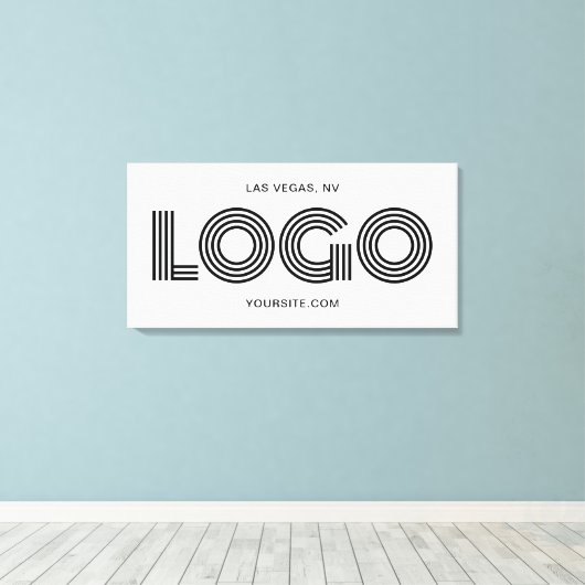 White and Black Modern Rectangular Logo Promo キャンバスプリント (インサイチュ (ウッドフロア))