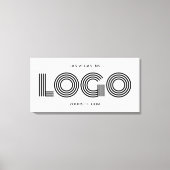 White and Black Modern Rectangular Logo Promo キャンバスプリント (正面)