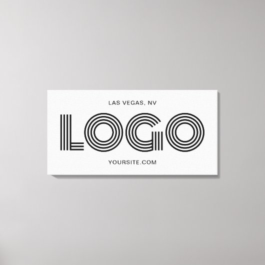 White and Black Modern Rectangular Logo Promo キャンバスプリント (正面)