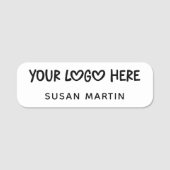 White and Black One Line Business Logo 名札 (正面)