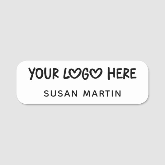 White and Black One Line Business Logo 名札 (正面)