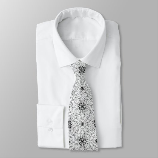 White and black openwork geometric pattern Elsa ネクタイ (タイ)